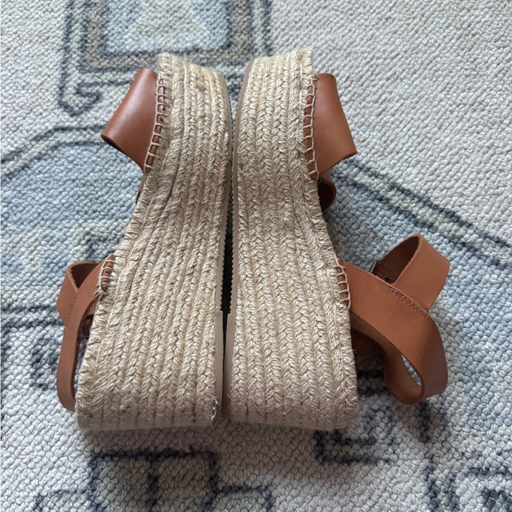 Soludos Brown Leather Espadrille Platform Sandals-9 - Picture 6 of 7